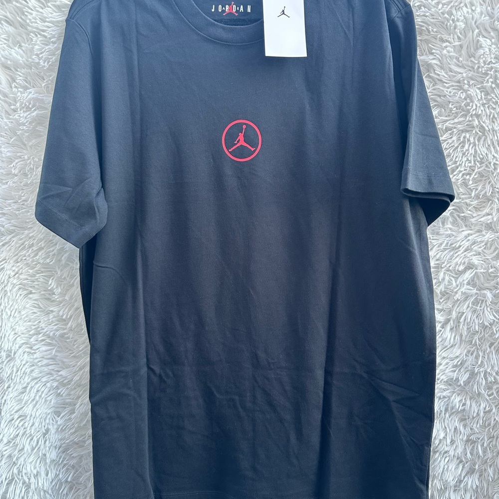 New Jordan Black Tee with Red Logo short sleeve